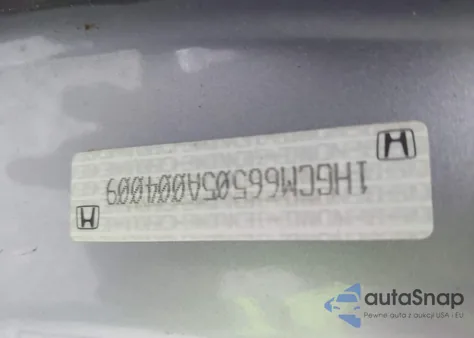 2005 Honda Accord 3.0 Ex z USA, uszkodzony, nr VIN 1HGCM66505A004009